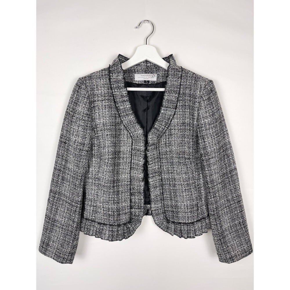 Tahari Gray Plaid Blazer Tailored Suit Jacket